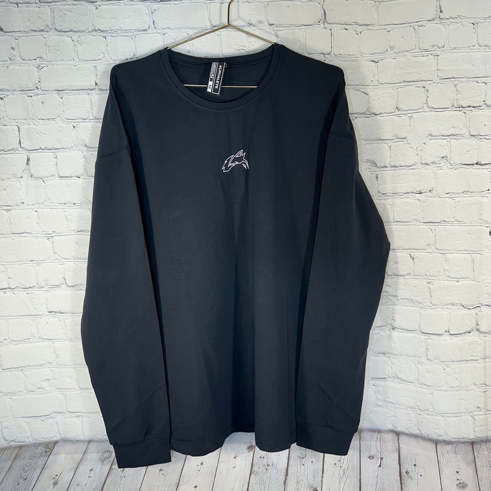 New Alphalete Mens Wolf Head Oversized Long Sleeve Tee Black Medium READ